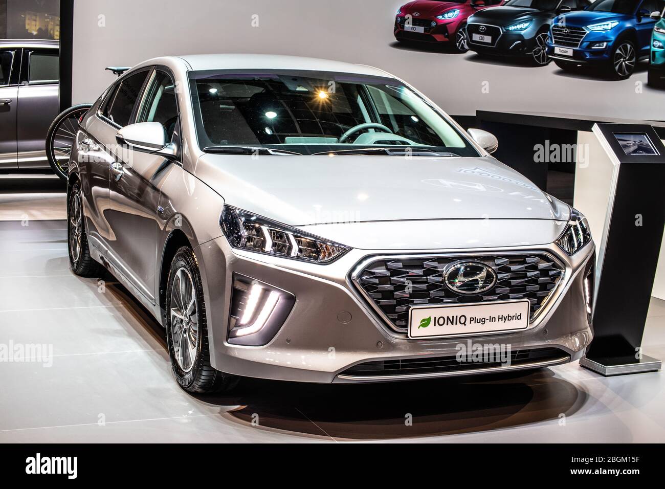 Brüssel, Belgien, Jan 2020 Hyundai IONIQ Plug-in Hybrid, Brussels Motor Show Elektro umweltfreundliches Auto von Hyundai produziert Stockfoto