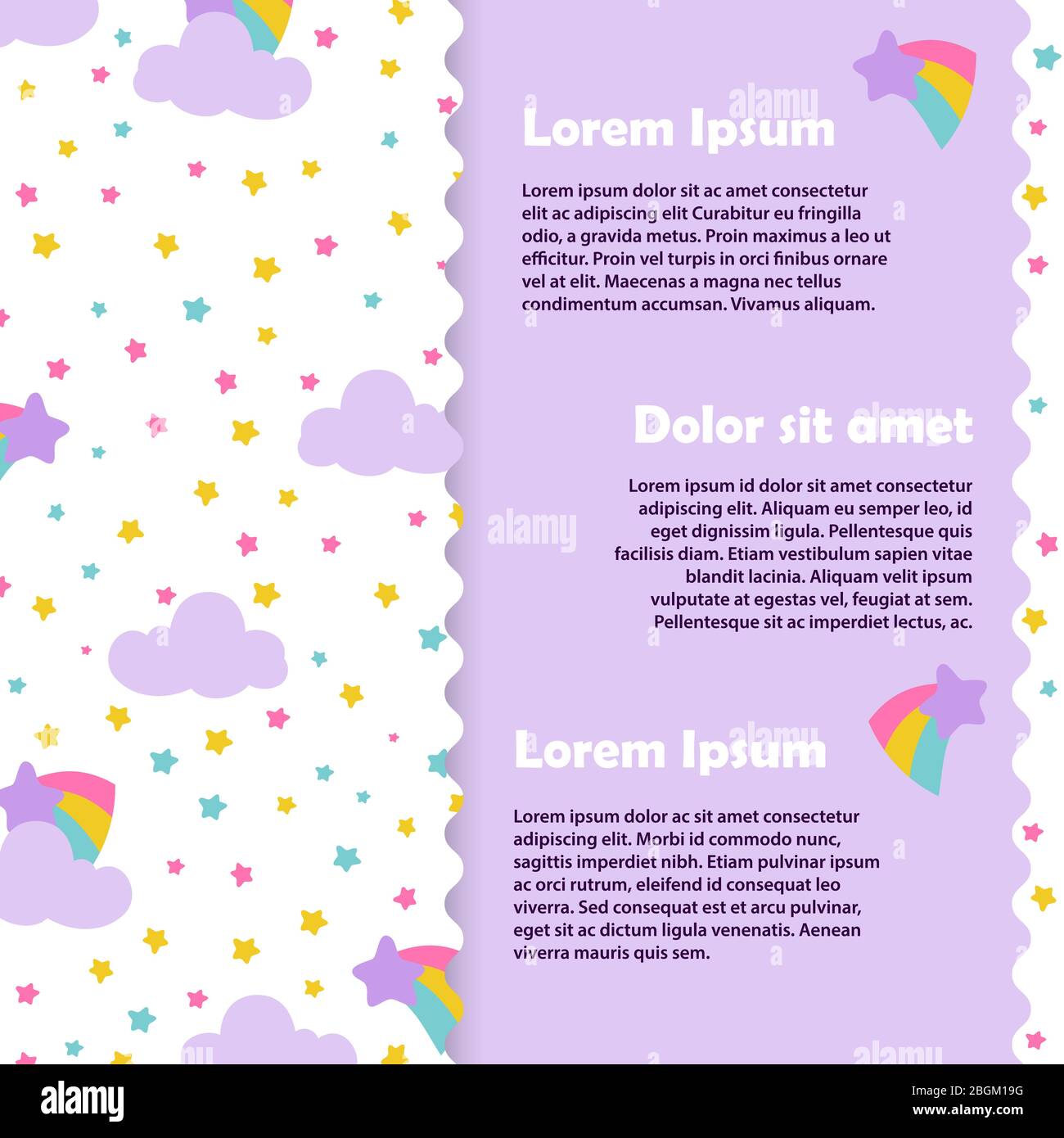 Vektor niedlichen Banner und Poster-Design mit Sternen, Regenbogen, Wolken Illustration Stock Vektor