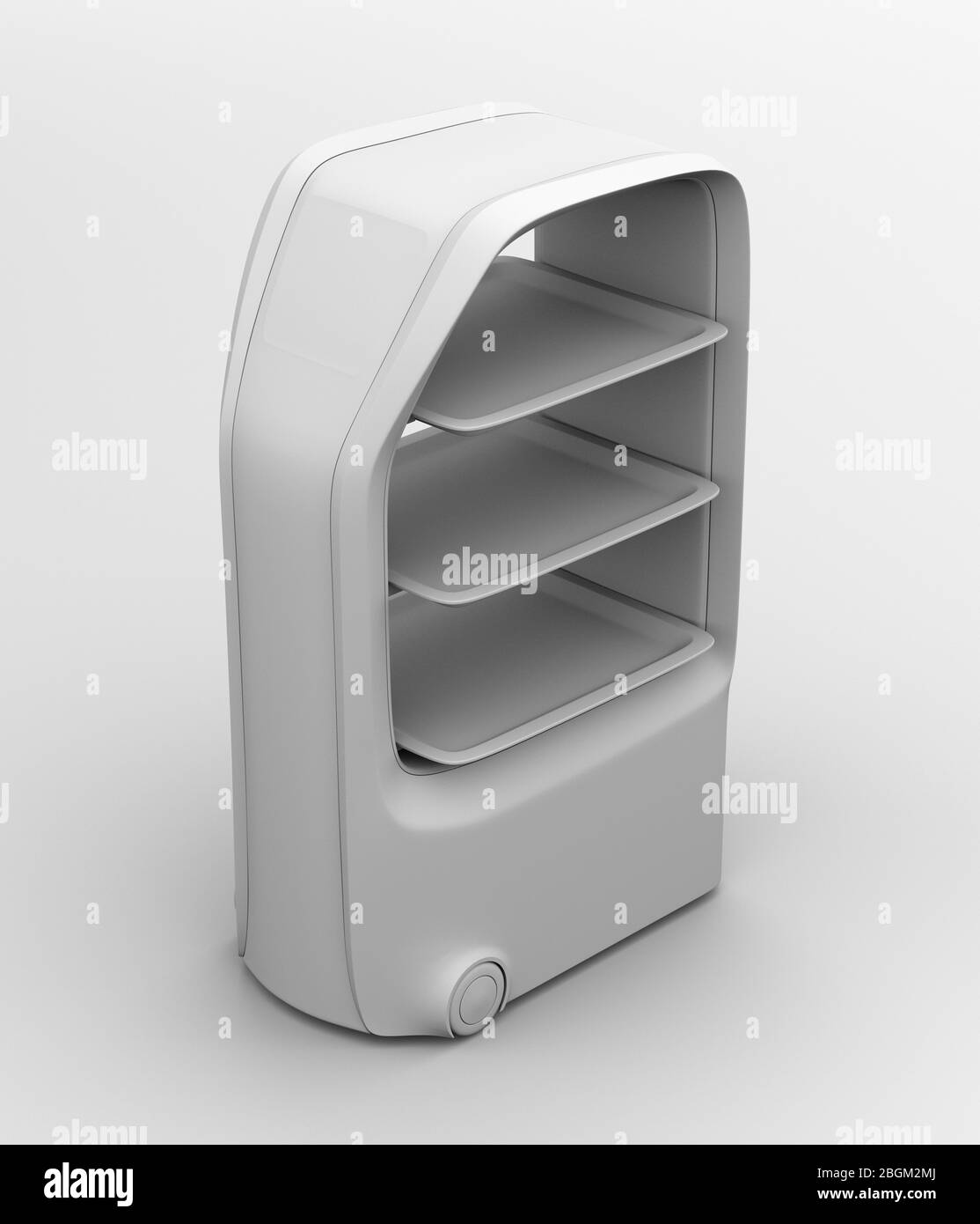 Ton Rendering von Lebensmitteln Lieferung Roboter. 3D-Rendering-Bild. Stockfoto