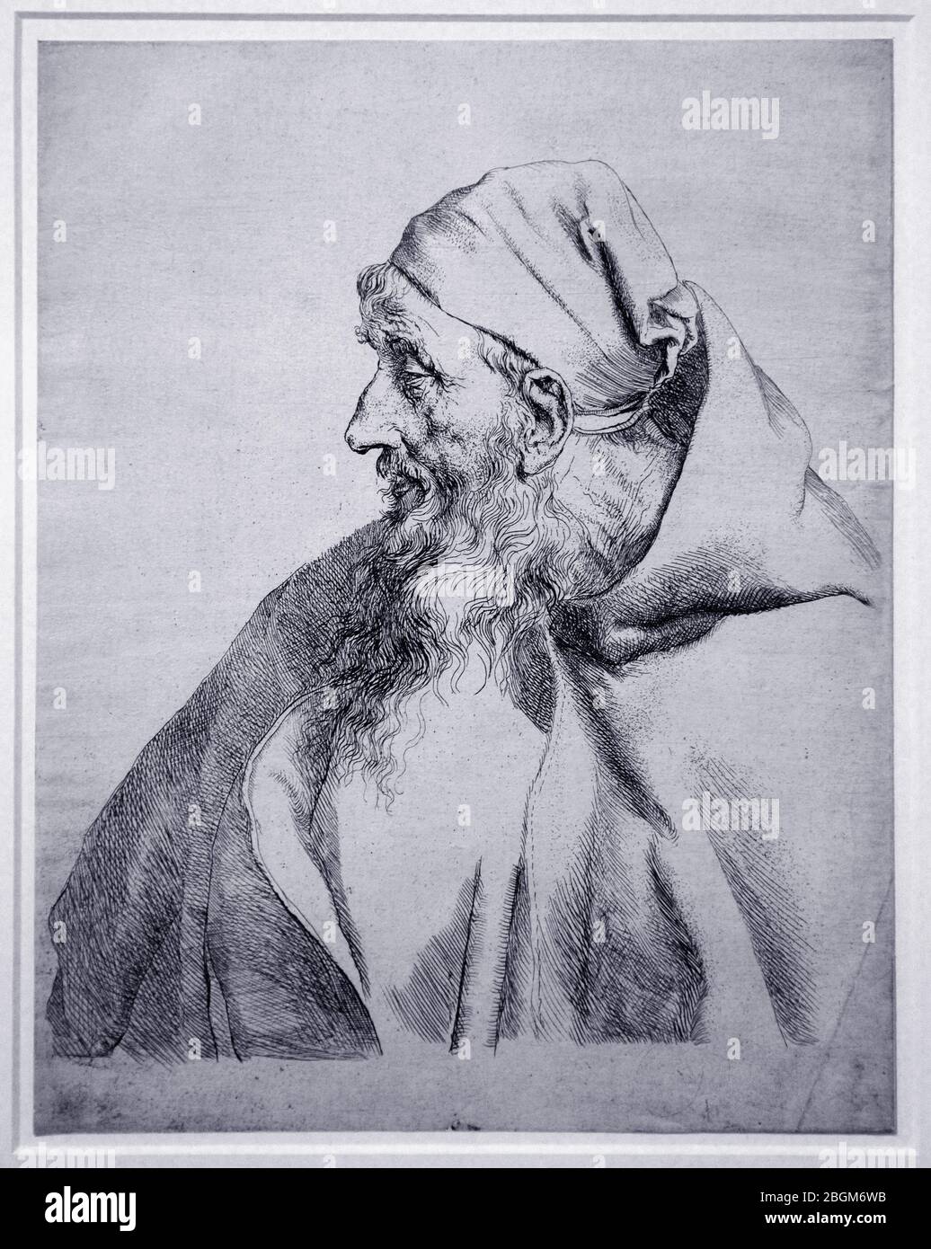 Büste von einem Kapuziner Mönch 1630 Radierung von Jan Lievens (1607-1674), holländischen Goldenen alter Maler, der mit seiner engen zeitgenössische Rembrandt verbunden war Stockfoto