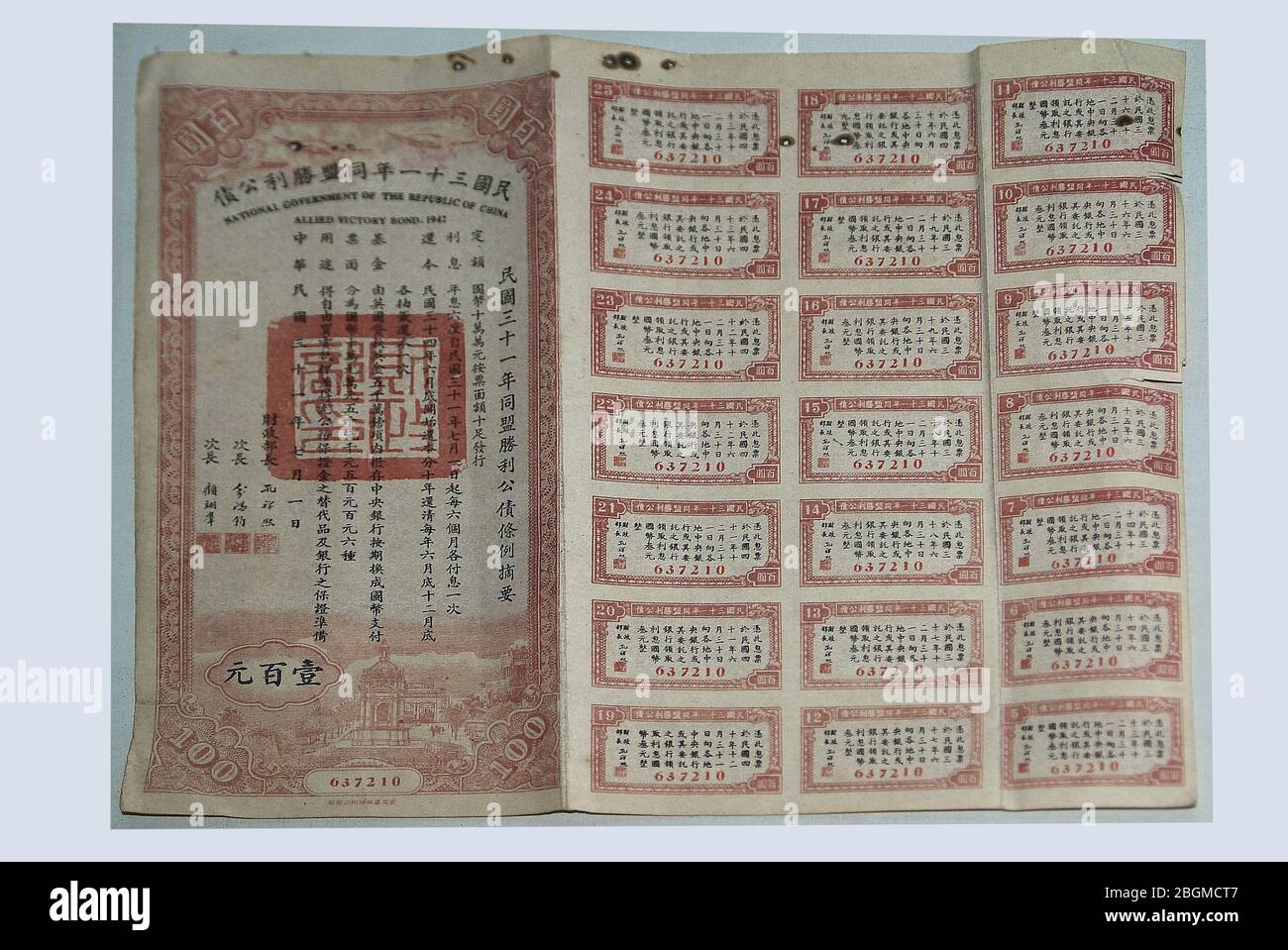 1942 gewann die Liga 100 US-Dollar Staatsverschuldung Kong Xiangxi's ehemalige Residenz in Taigu County Shanxi Provinz Stockfoto