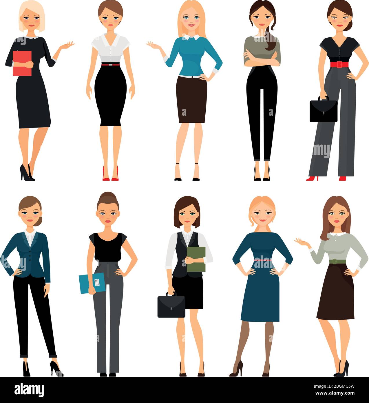 Frauen in Bürokleidung. Schöne Frau in Business-Kleidung. Vektorgrafik Stock Vektor