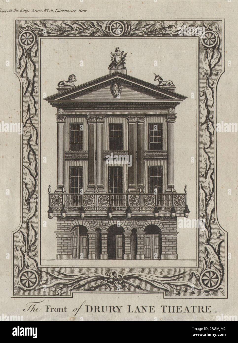 Theatre Royal Drury Lane. Covent Garden. West End. London. THORNTON 1784-Druck Stockfoto