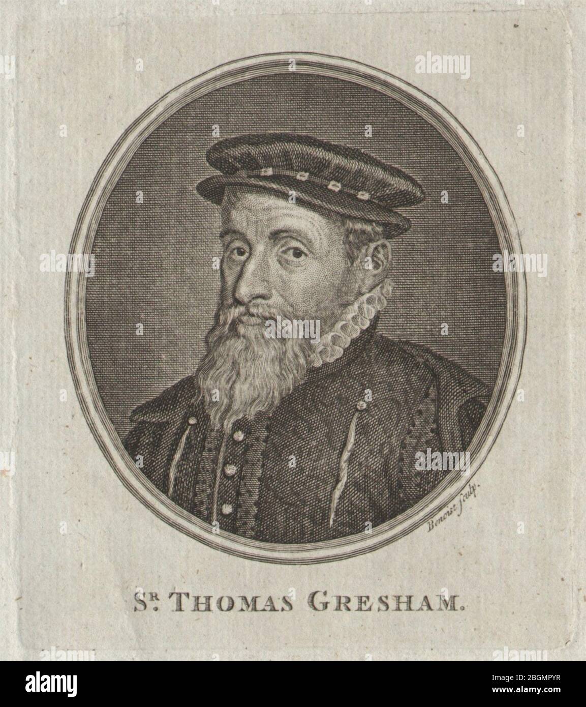 Sir Thomas Gresham, Kaufmann der Stadt London. THORNTON 1784 alter antiker Druck Stockfoto