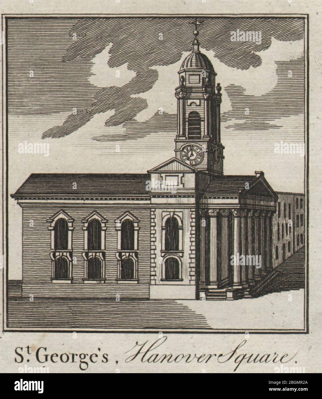 St. Georgs-Kirche, Hanover Square. John James. Westminster KLEIN. THORNTON 1784 Stockfoto