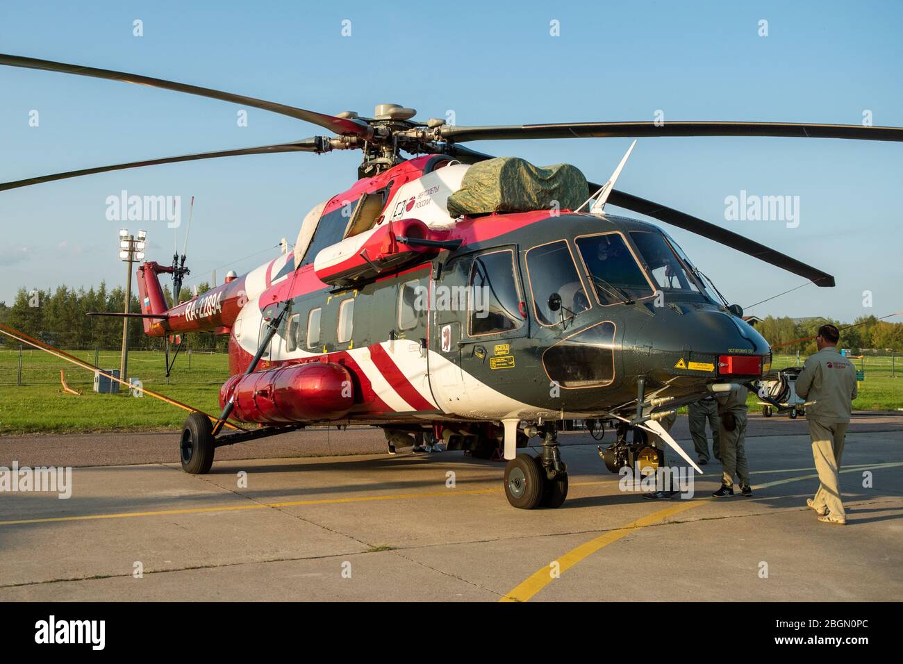30. August 2019. Schukowski, Russland. Russischer Mehrzweckhubschrauber Mil Mi-171 (Mi-8) auf dem Internationalen Luft- und Raumfahrt Salon MAKS 2019. Stockfoto