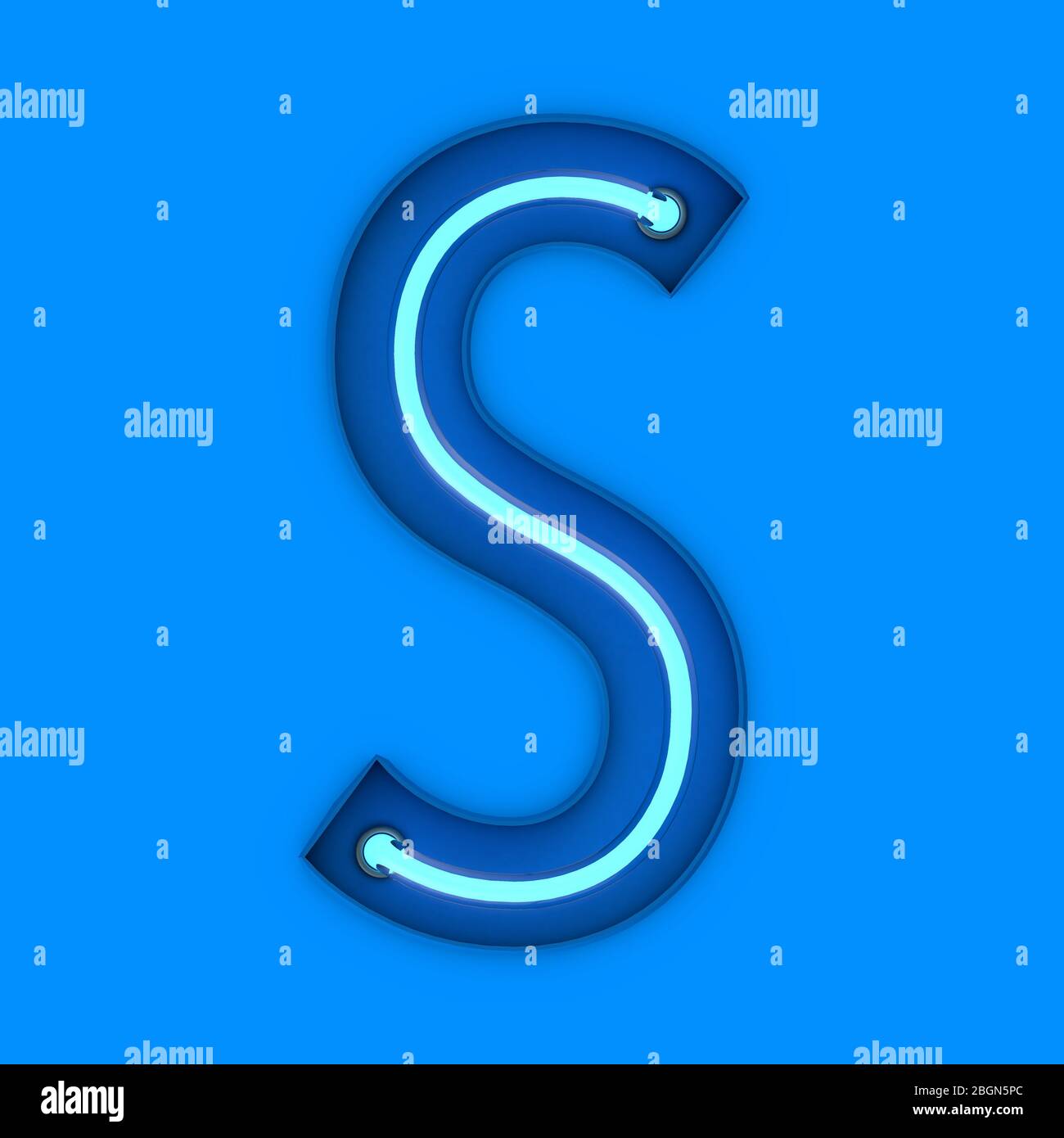 Style Neon Licht schreiben S. Leuchtende neon Großbuchstaben. 3D-Rendering Stockfoto
