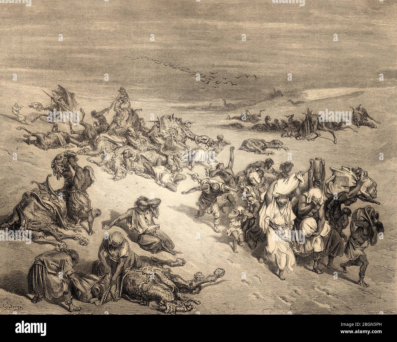 Das Gemurmel der Tiere, die fünfte Pest: Tierseuche, Holzschnitt von Gustave Doré Stockfoto