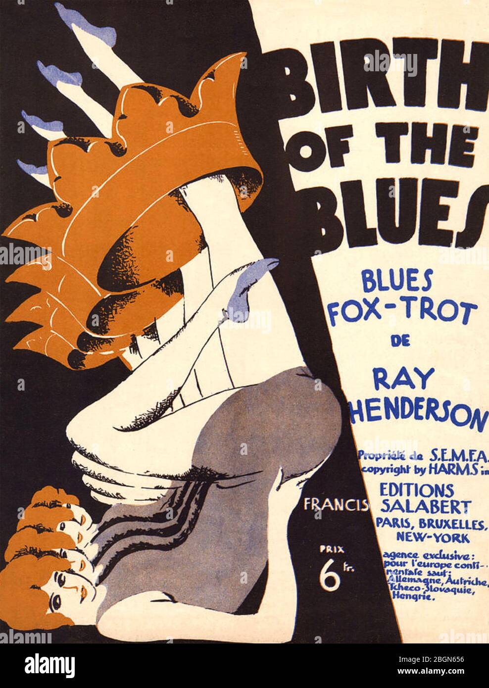 GEBURT DES BLUES Cover einer französischen Notenbuch 1926 von dem amerikanischen Songwriter Ray Henderson Stockfoto