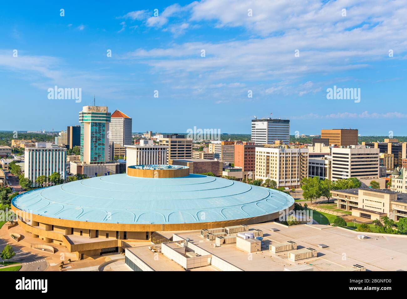 Wichita, Kansas, USA Downtown Skyline am Nachmittag. Stockfoto
