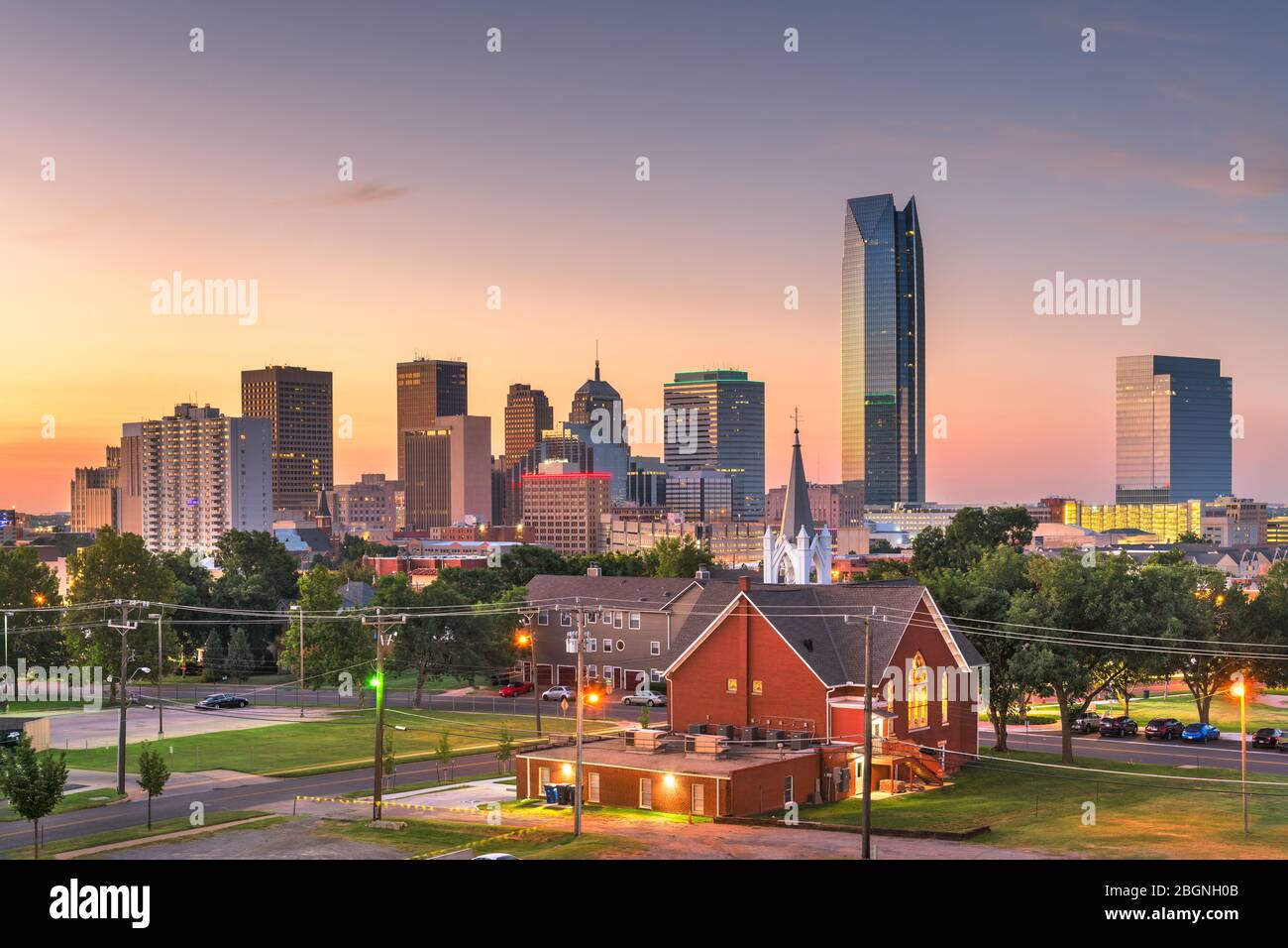 Oklahoma City, Oklahoma, USA Downtown Skyline in der Dämmerung. Stockfoto