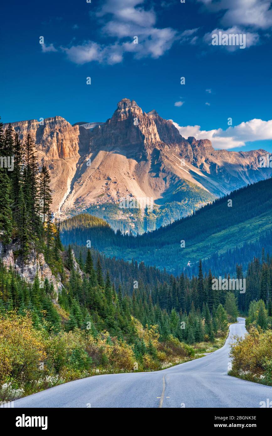 Cathedral Mountain, von Yoho Valley Road, Canadian Rockies, Yoho National Park, British Columbia, Kanada Stockfoto