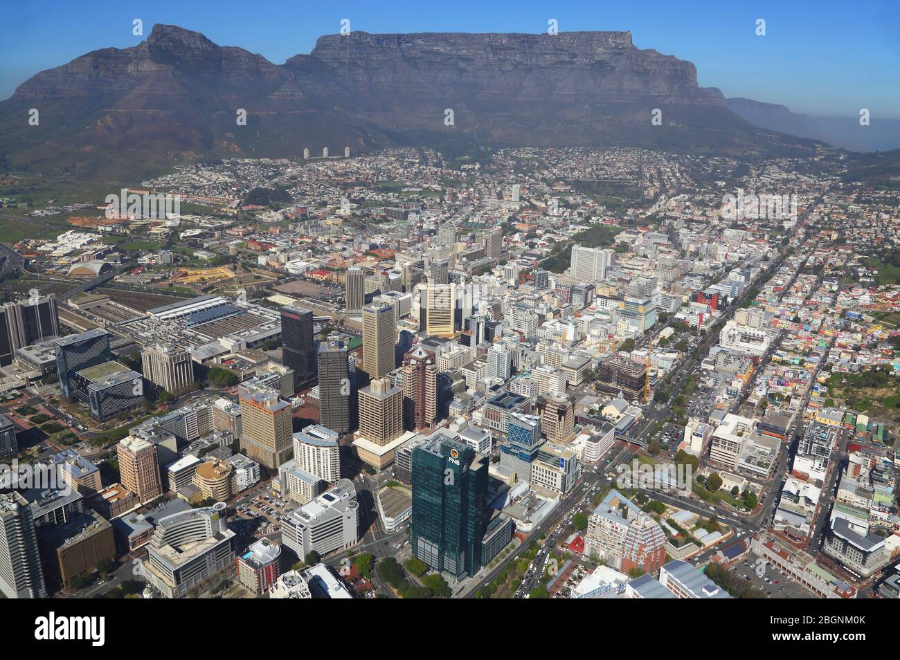 Luftaufnahme von Kapstadt CBD und Tafelberg Stockfoto