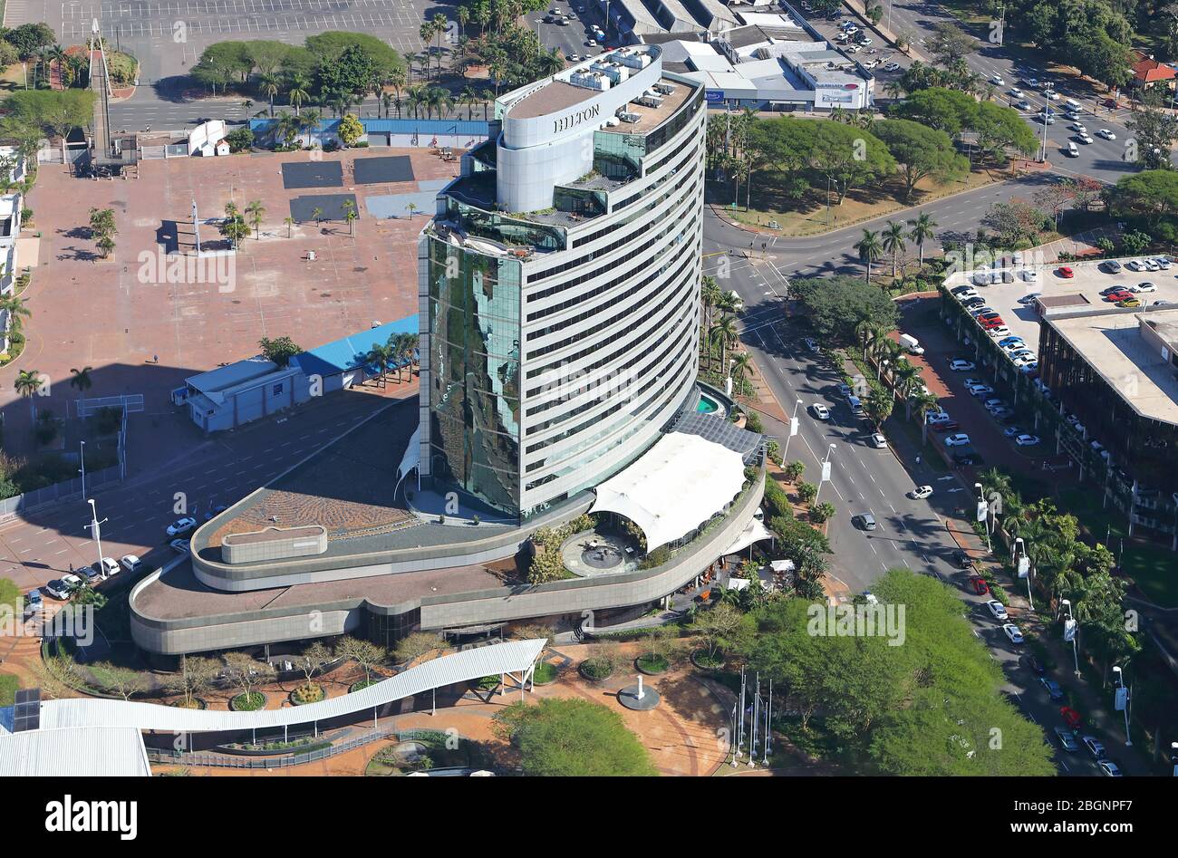 Luftbild des Hilton Hotels in Durban Stockfoto