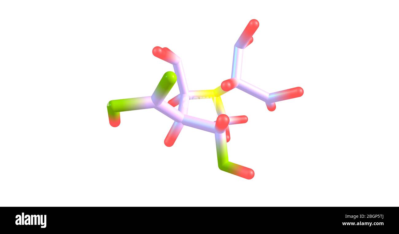 Ecgonin - Tropan-Derivat - ist ein Tropan-Alkaloid, das natürlich in Kokablättern vorkommt. Es hat eine enge strukturelle Beziehung zu Kokain. 3d-Darstellung Stockfoto