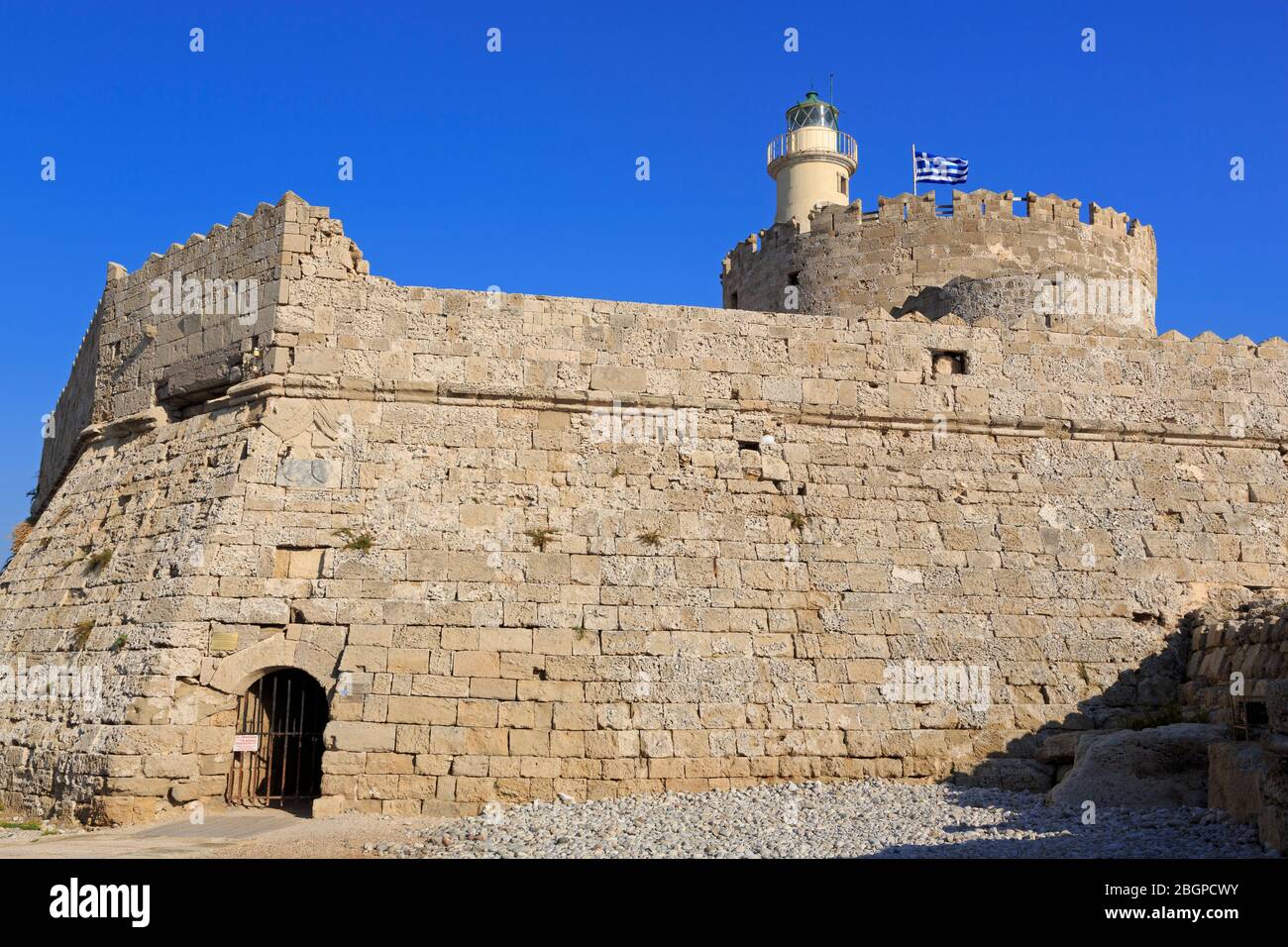 Leuchtturm St. Nikolaos, Hafen von Rhodos, Griechenland, Europa Stockfoto