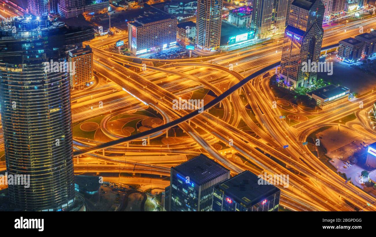 Dubai 1. Februar. 2019 Blick vom Burj Khalifa, Vereinigtes arabisches Emirat Stockfoto