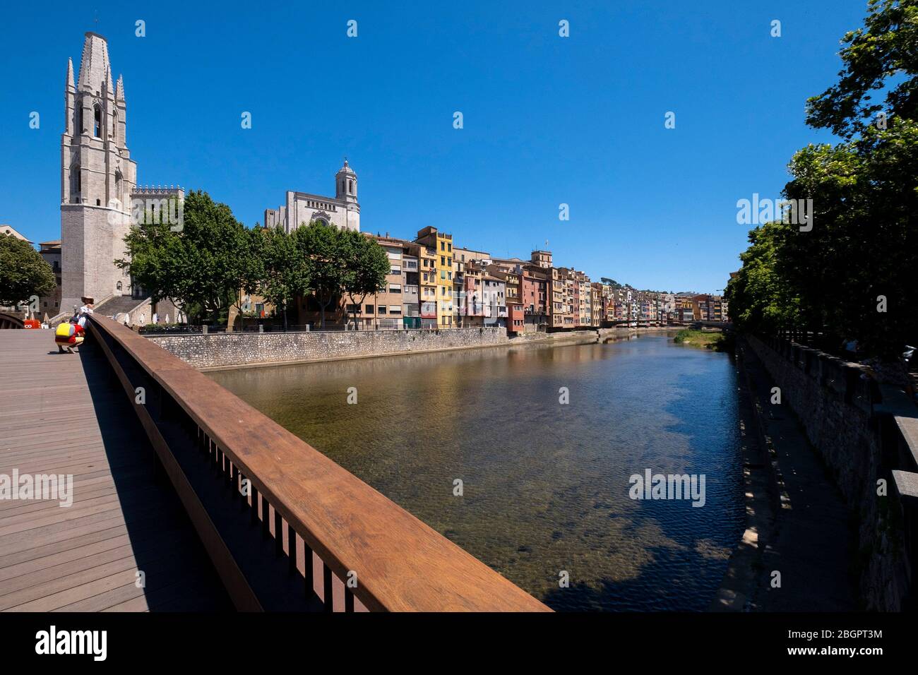 Pont de Sant Feliu Fußgängerbrücke in Girona, Katalonien, Spanien, Europa Stockfoto