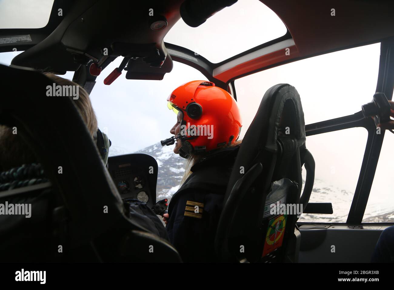 Hubschrauberpilotin Stockfoto