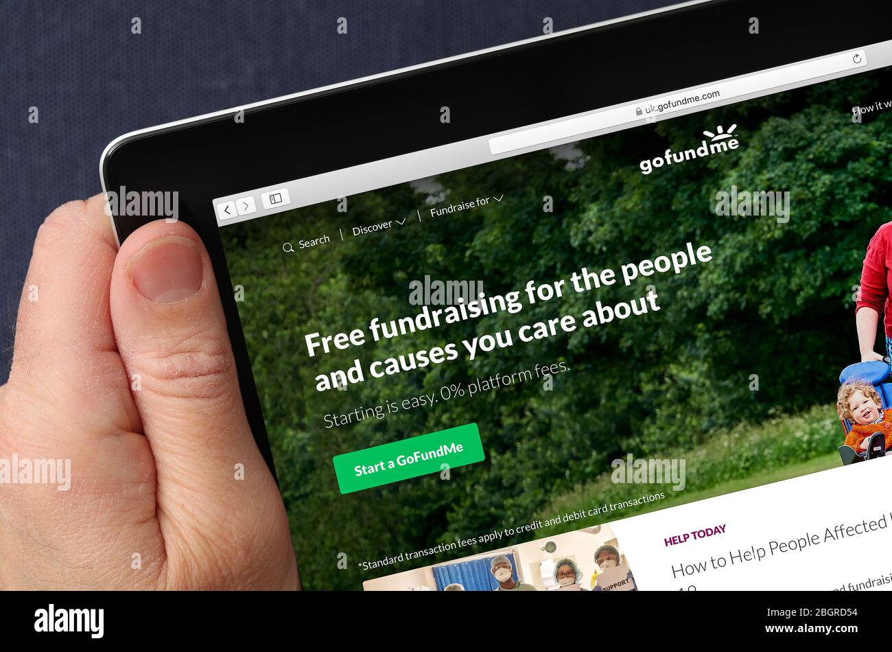 gofundme Fundraising-Website auf einem iPad angesehen Stockfoto