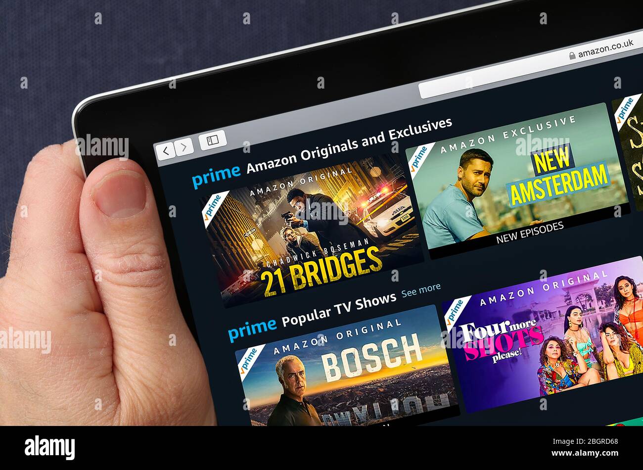 Amazon Prime Video-Website auf einem iPad Stockfoto