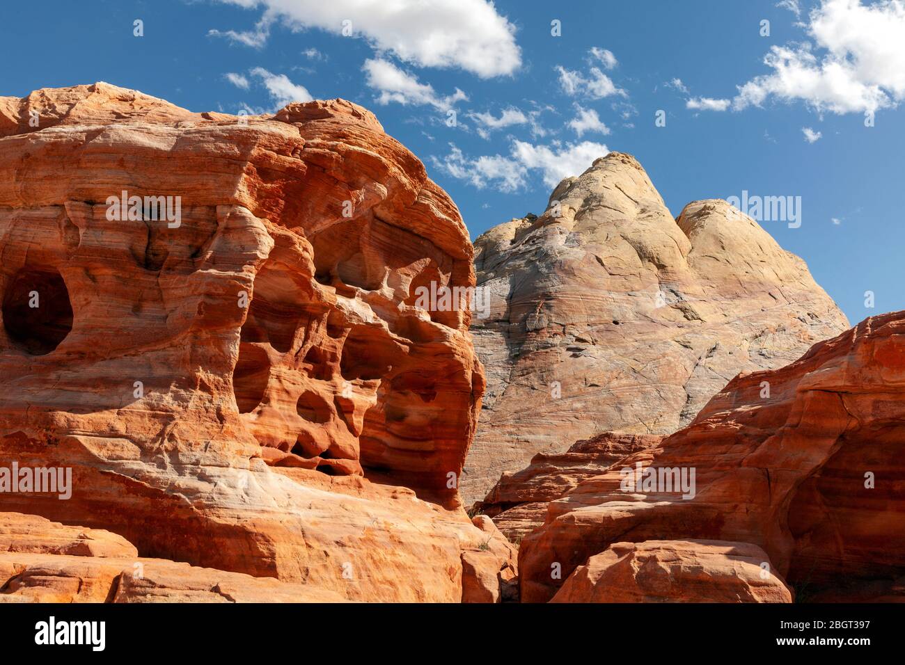 NV00215-00...Nevada -Bunte Felsschichten im Valley Fire State Park. Stockfoto