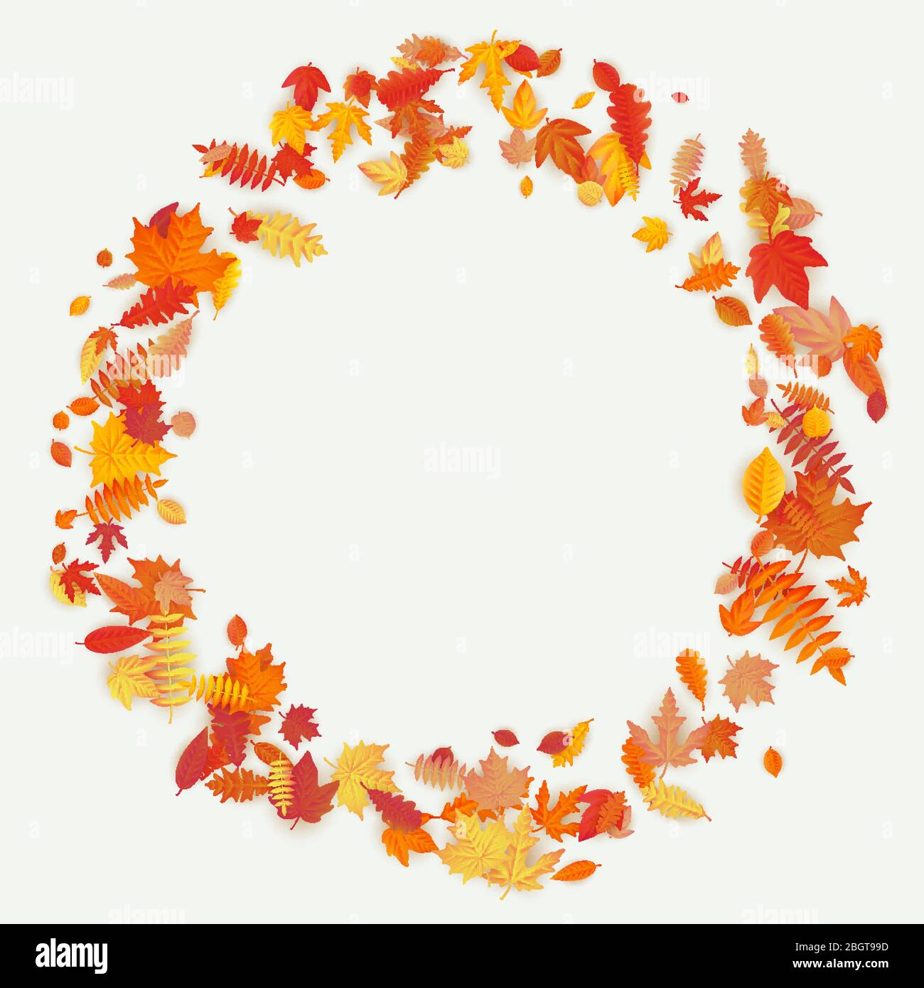 Kranz aus Herbstblumen und Blättern auf hellem Hintergrund. Herbstkomposition. EPS 10 Stock Vektor