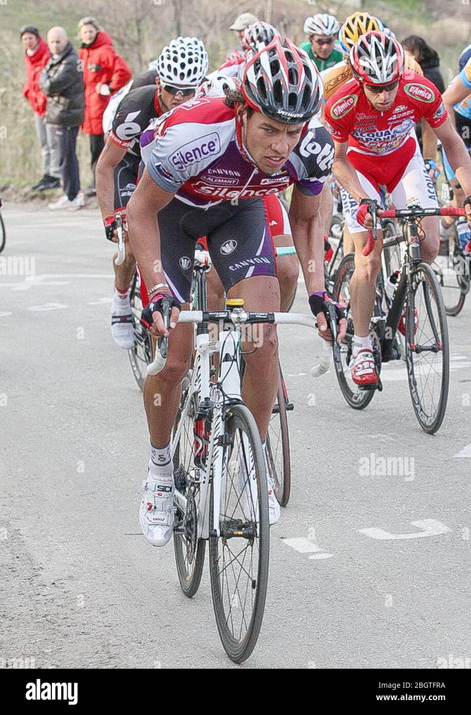 Thomas Dekker von Silence-Lotto der Tirreno Adriatico 2009, Etappe 4 Radrennen,Foligno - Montelupone (171 km) am 14. März 2009 in Foligno, Italien - Foto Laurent Lairys / DPPI Stockfoto