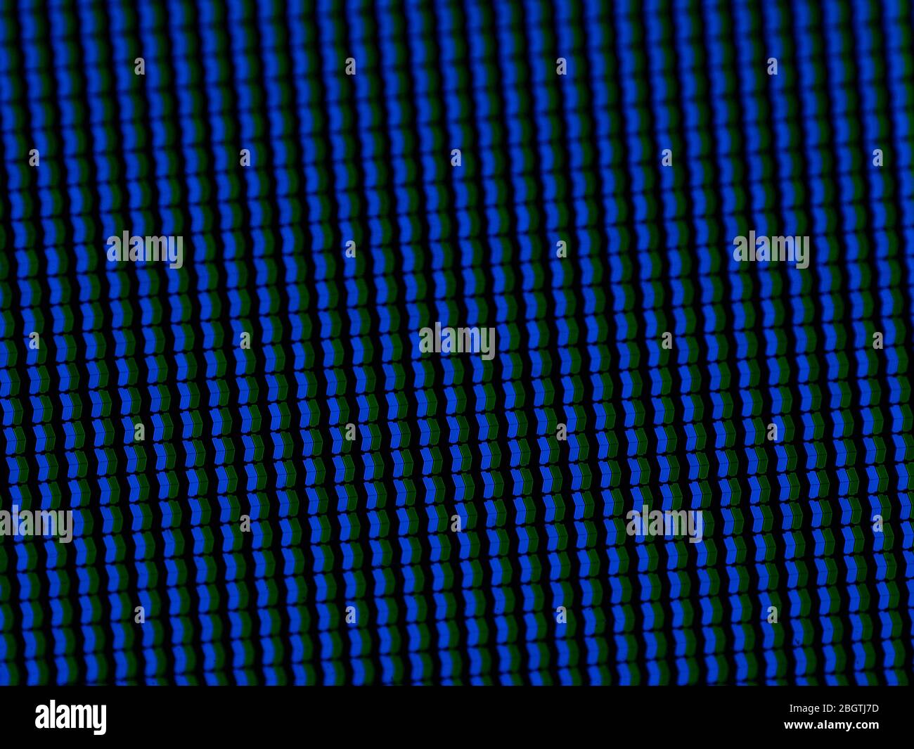 Makroansicht der blauen Pixel auf einem Flachbildfernseher Stockfoto