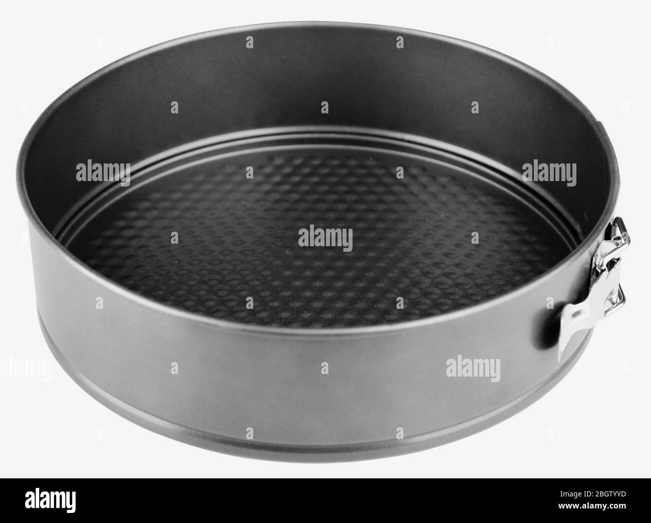 Backform für Kuchen, isoliert auf weiß Stockfoto