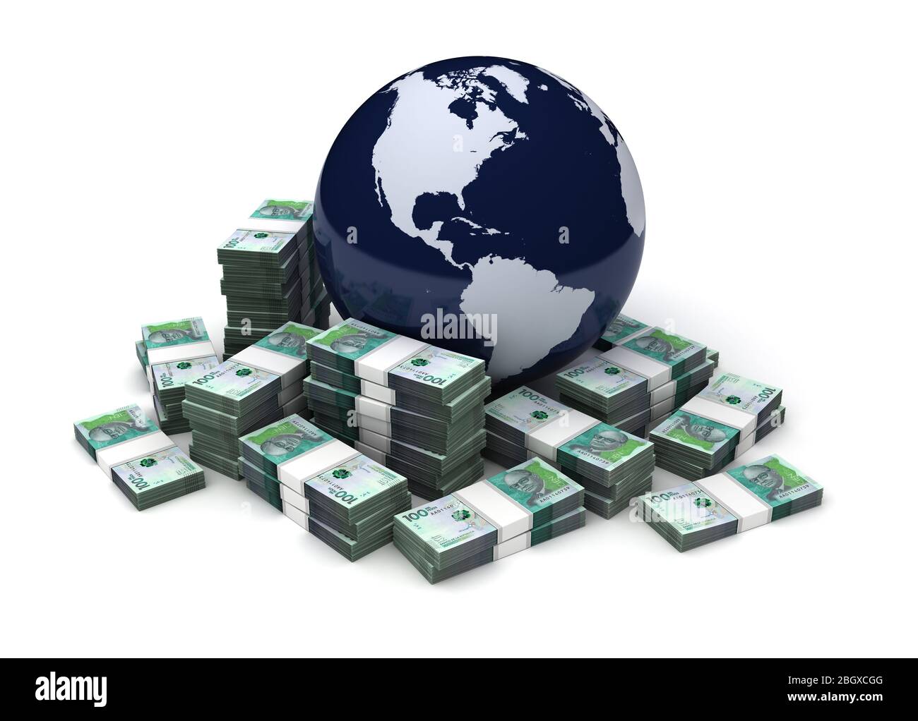 Globales Geschäft mit kolumbianischen Pesos (isoliert auf weißem Hintergrund) Stockfoto