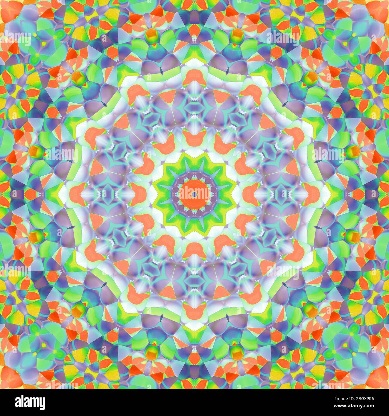 Elegantes Mandala in lebendigen Farben. Schönes Ornamental-Tapetenmuster. Stockfoto