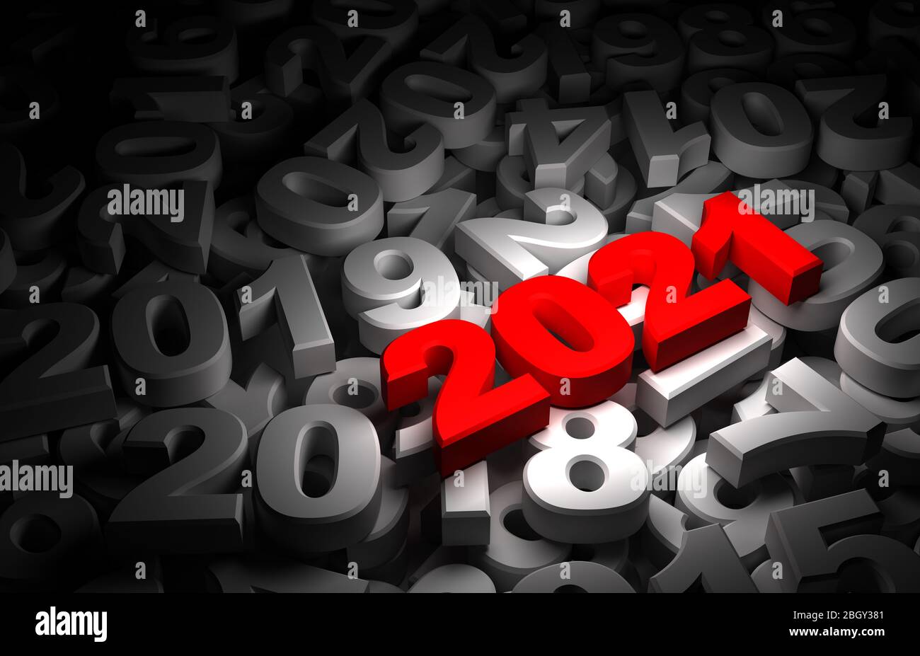 Neujahr Datum 2021 und alt Stockfoto