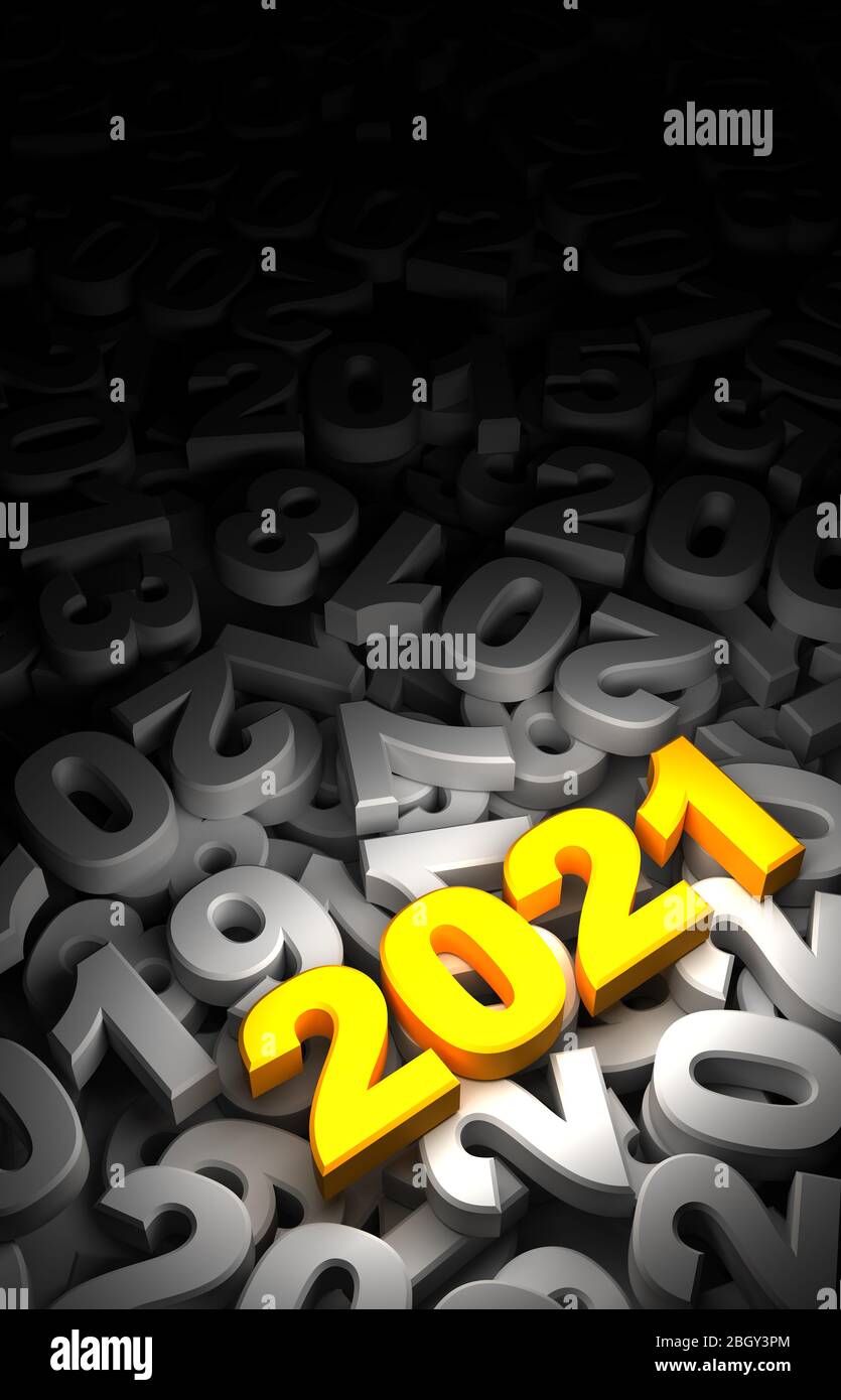 Neujahr Datum 2021 und alt Stockfoto