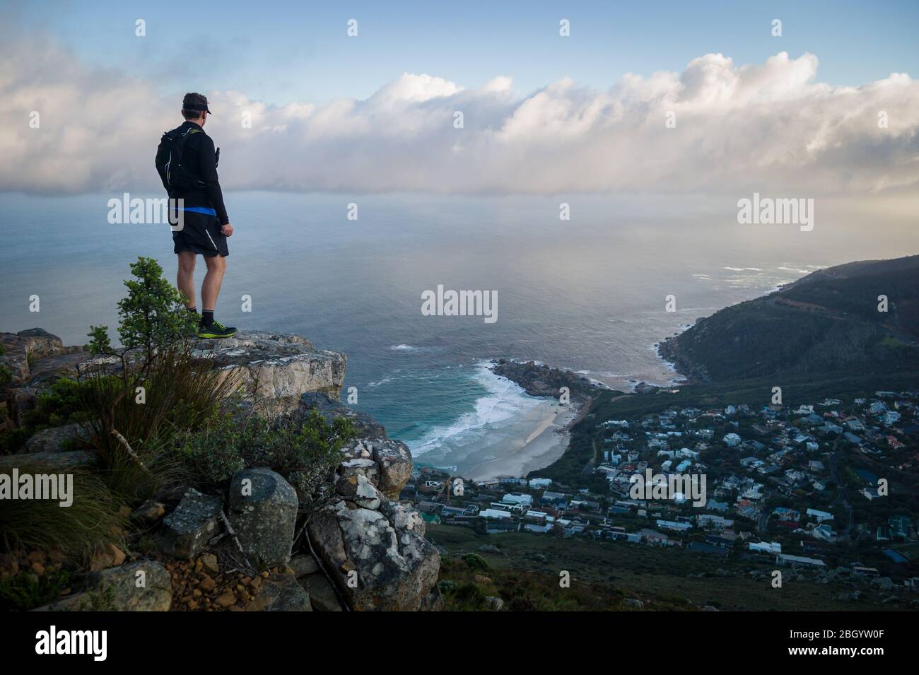 Kapstadt, Westkap, Südafrika ist ein Traum für Wanderer und Outdoor-Sportler mit Zugang zu Wanderwegen durch Fynbos im Table Mountain National Park. Stockfoto