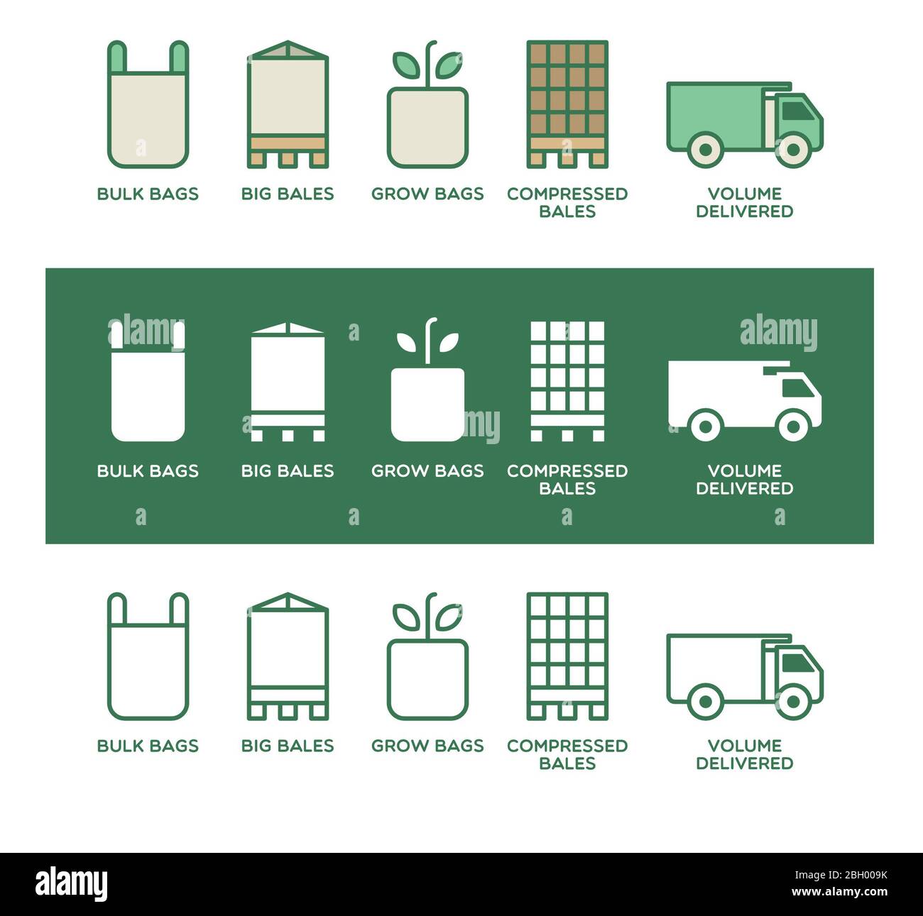 Eine Reihe von grünen agri ctulure oder Landwirtschaft Ikonen Stockfoto