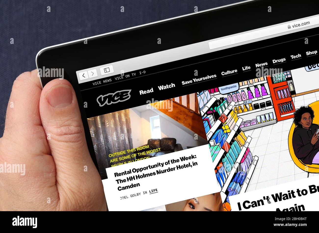 Vice-Website auf einem iPad angezeigt Stockfoto