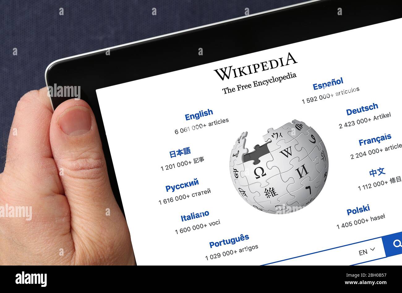 Wikipedia-Website auf einem iPad angesehen Stockfoto