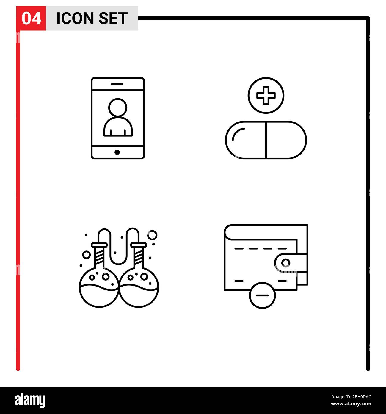 Set von 4 modernen UI-Symbole Symbole Symbole Zeichen für mobile, Forschung, Drogen, Zeichen, Geld editierbare Vektor Design-Elemente Stock Vektor