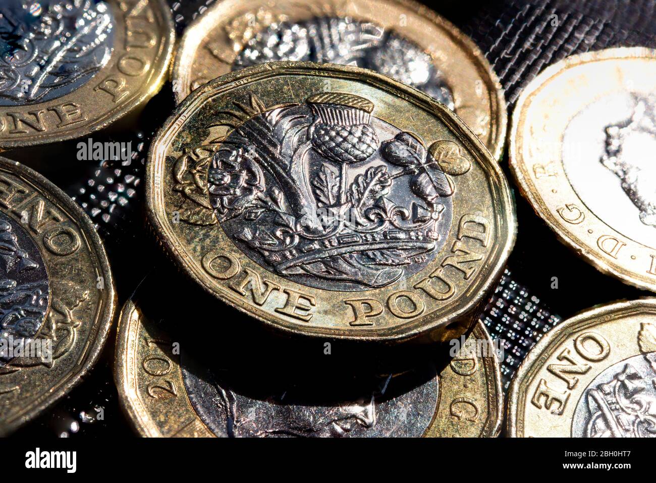 Ein Pfund-Münzen Stockfoto
