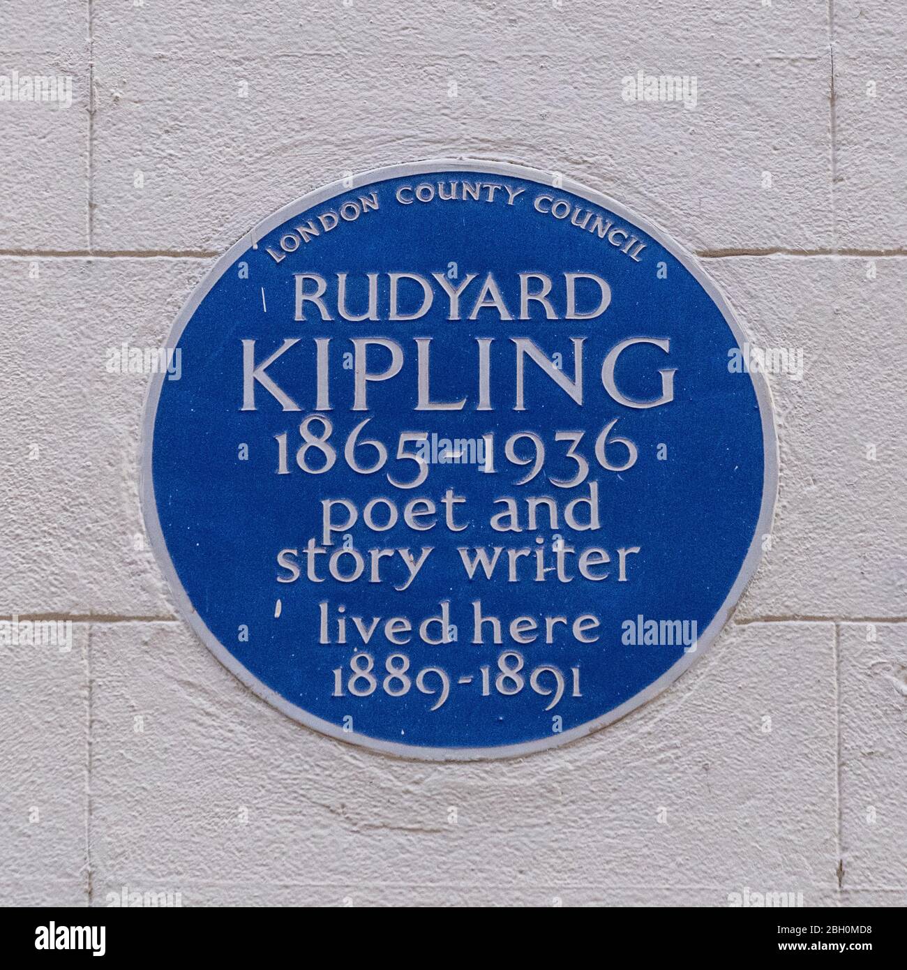RUDYARD KIPLING 1865-1936 Dichter und Erzähler, 1957 vom Londoner County Council in der Villiers Street 43, Charing Cross, London, WC2N 6N, errichtete Tafel Stockfoto