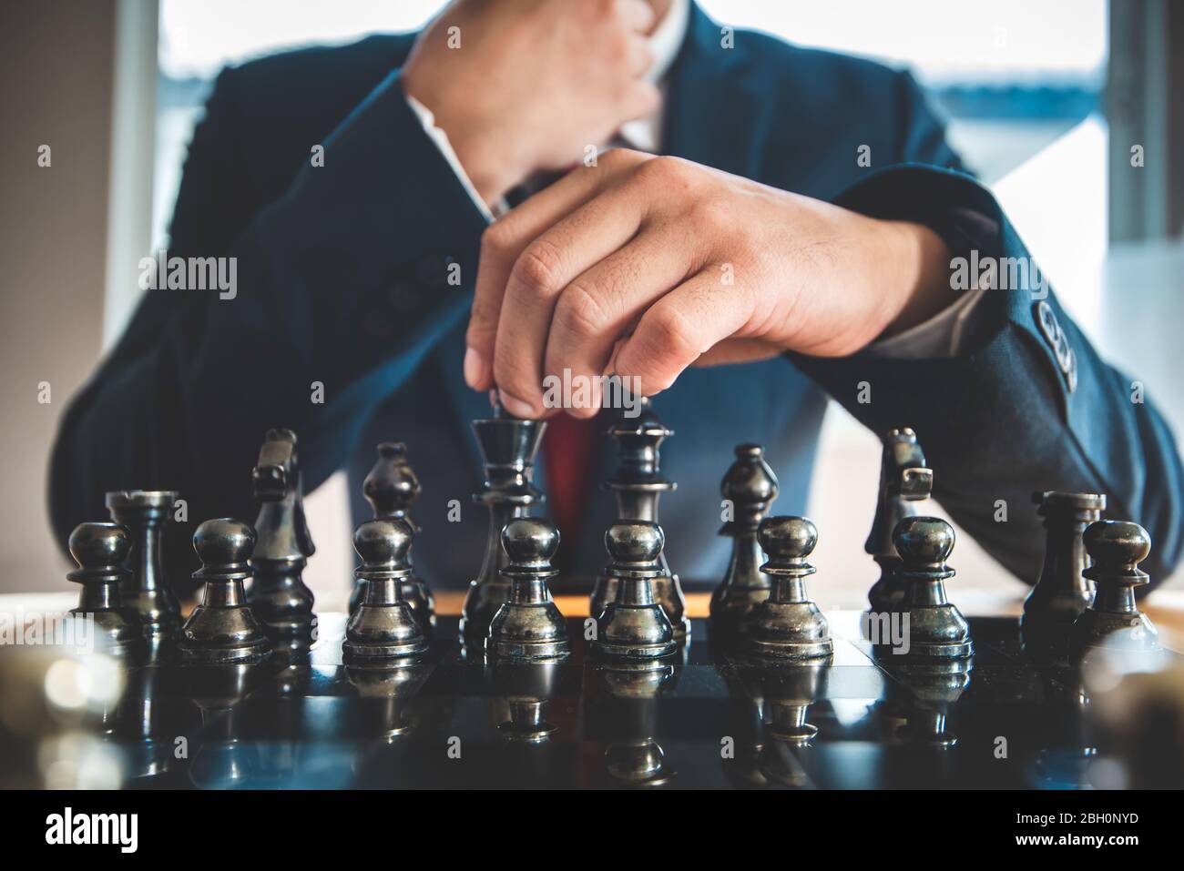 Schachbrett-Spiel Konzept für Ideen und Wettbewerb und Strategie, Business-Erfolg-Konzept. Stockfoto