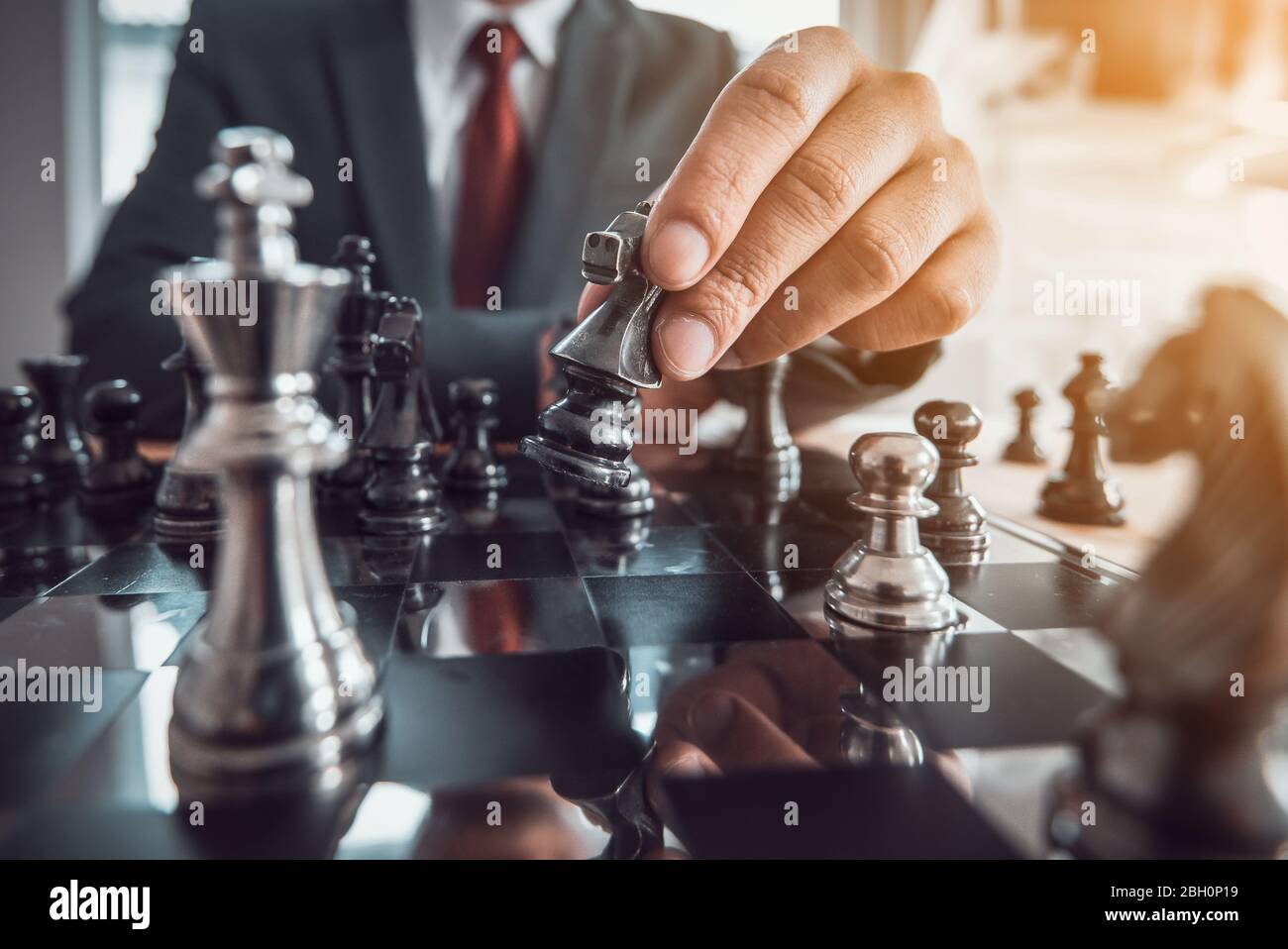 Schachbrett-Spiel Konzept für Ideen und Wettbewerb und Strategie, Business-Erfolg-Konzept. Stockfoto