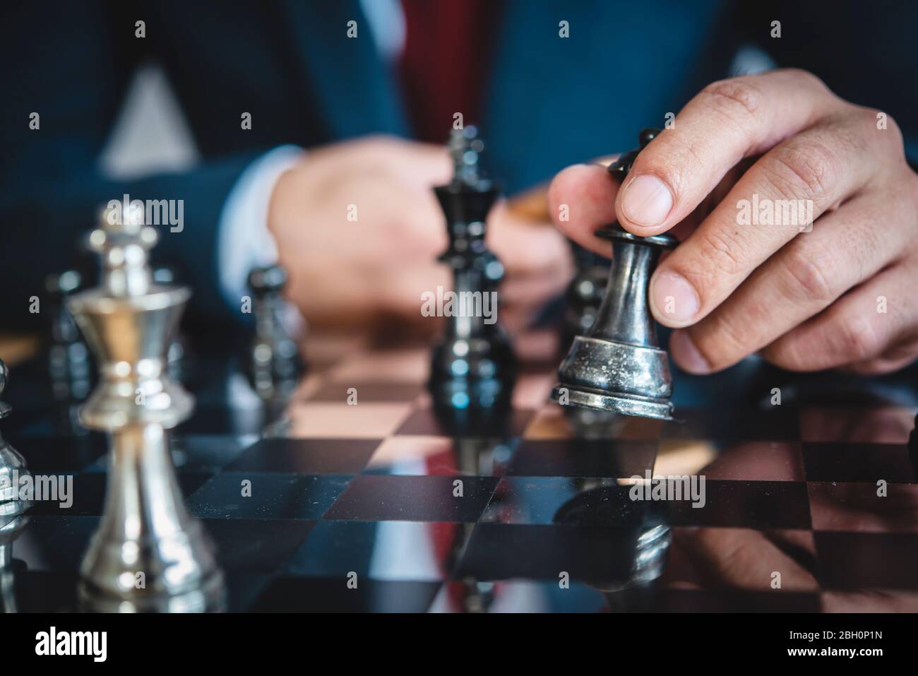 Schachbrett-Spiel Konzept für Ideen und Wettbewerb und Strategie, Business-Erfolg-Konzept. Stockfoto