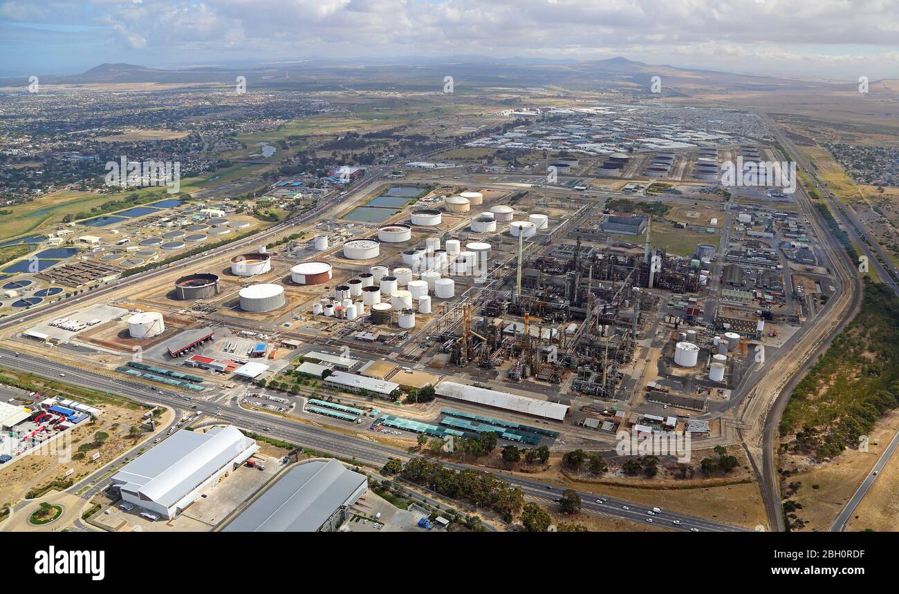 Luftaufnahme einer Raffinerie Stockfoto