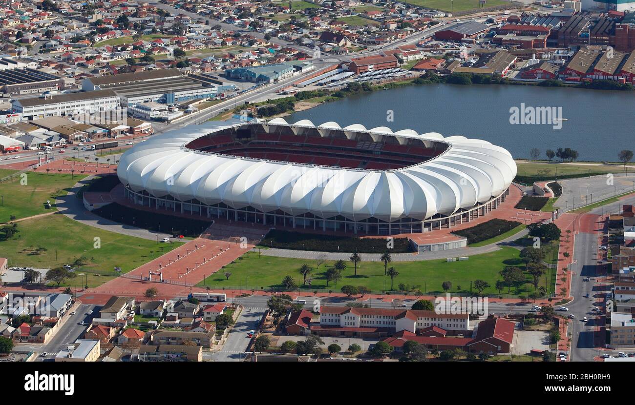 Luftaufnahme des Nelson Mandela Bay 2010 World Cup Stadium Stockfoto