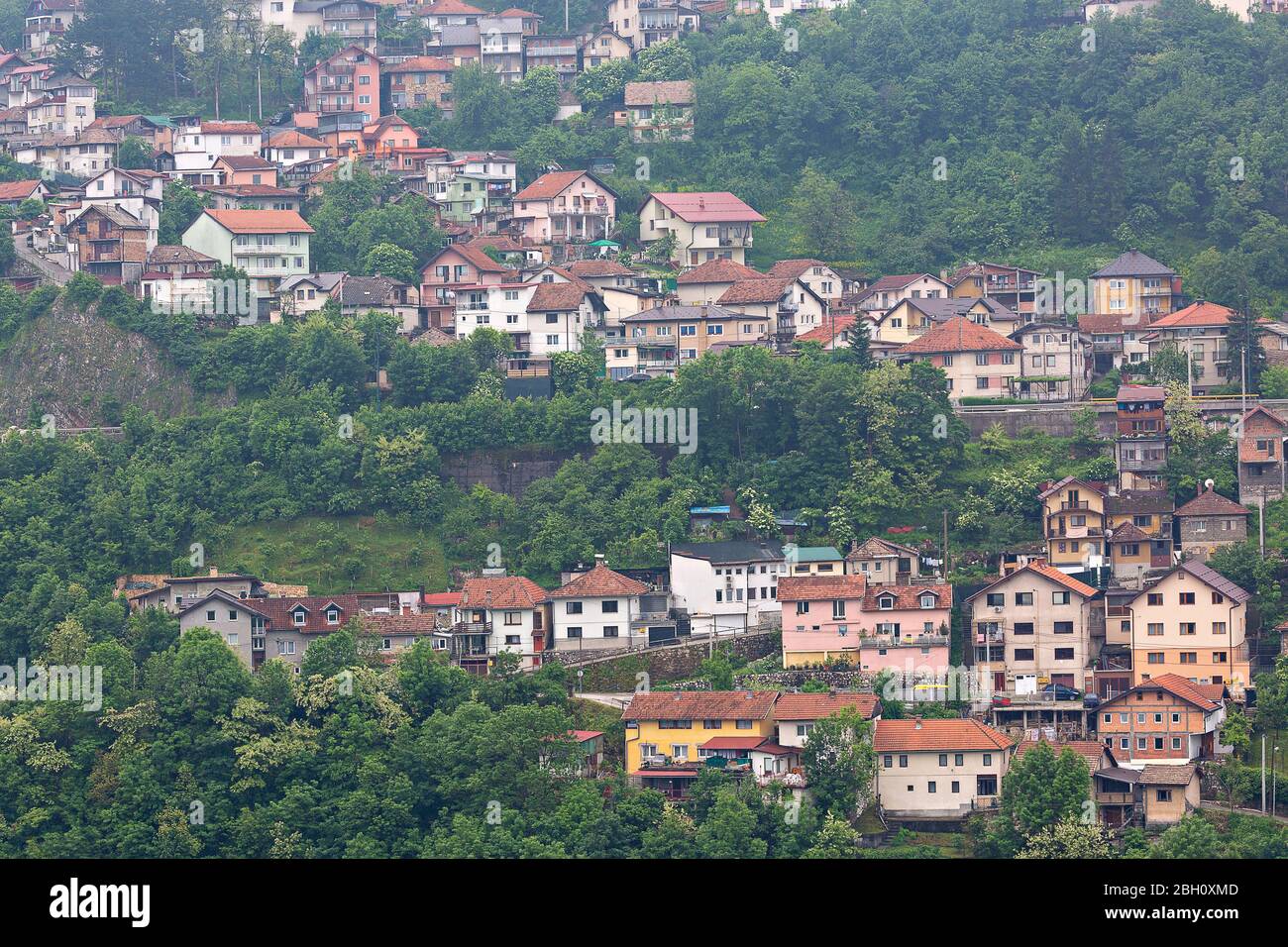Blick über die Häuser in Sarajevo, Bosnien und Herzegowina Stockfoto