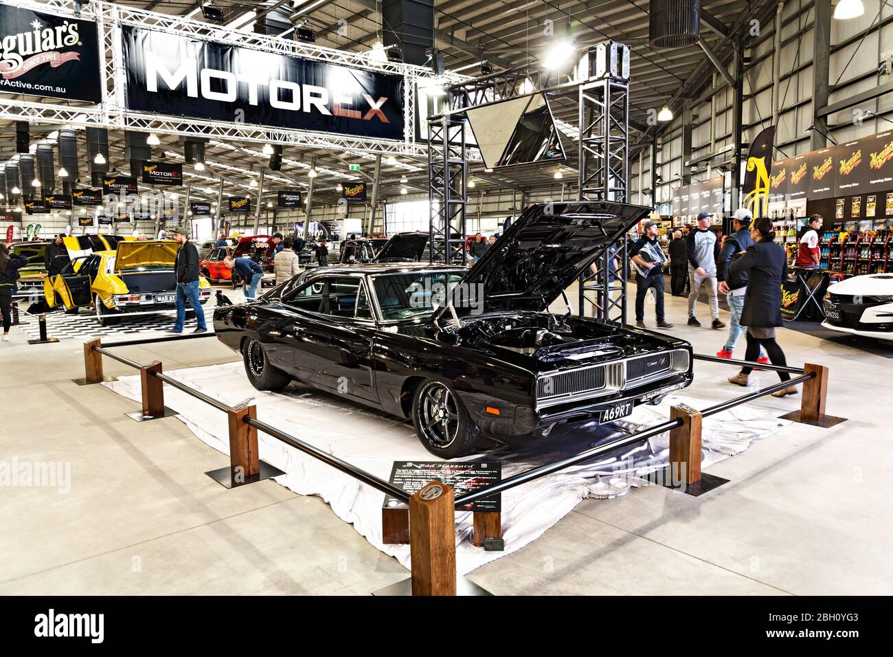 Automobile / American Made Dodge Charger RT auf einer Automobilausstellung in Melbourne Victoria Australien ausgestellt. Stockfoto