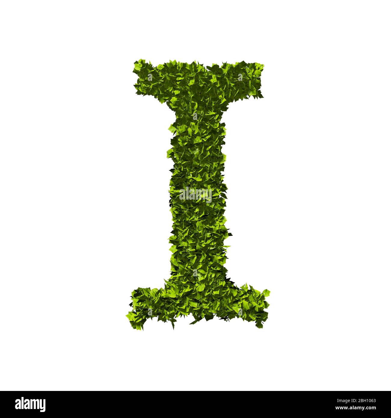 Buchstabe I Natur Blatt Alphabet. 3D-Rendering Stockfoto