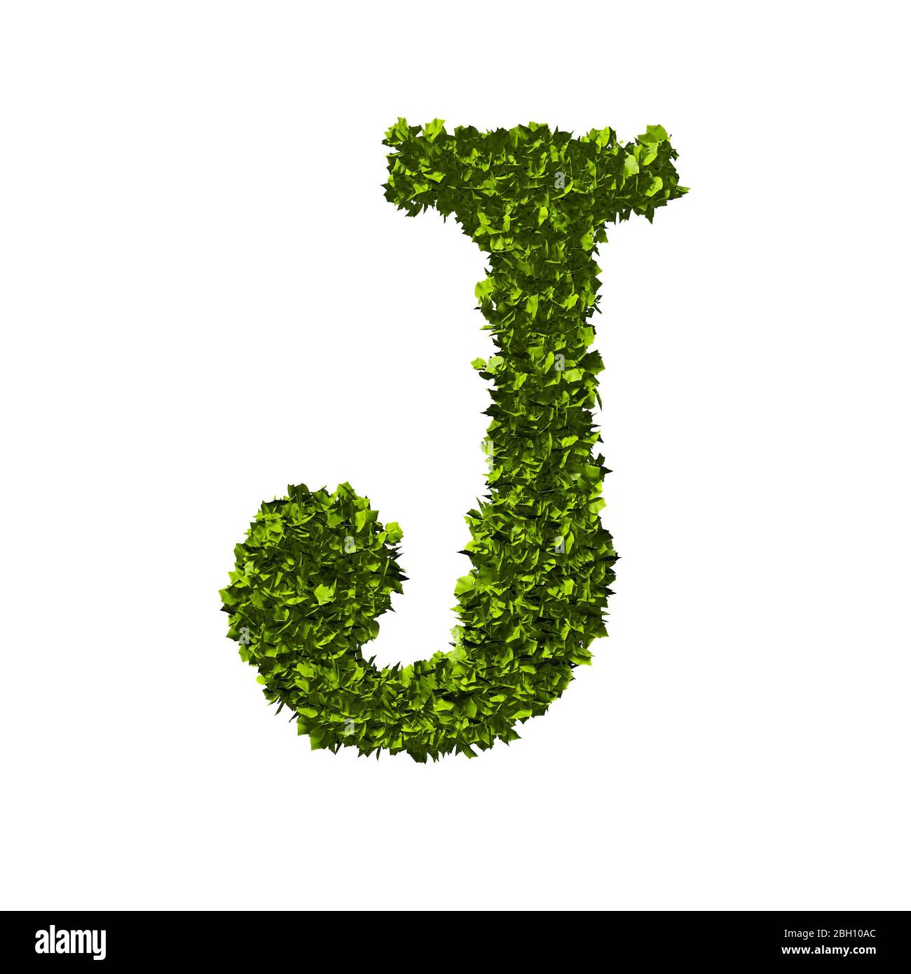 Buchstabe J Natur Blatt Alphabet. 3D-Rendering Stockfoto